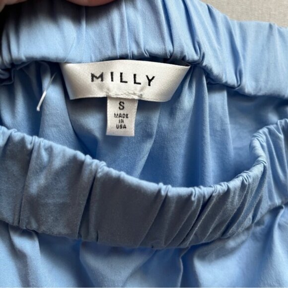 Milly Off-Shoulder Blouse Cotton Poplin Sky Blue Sz S - Picture 5 of 9